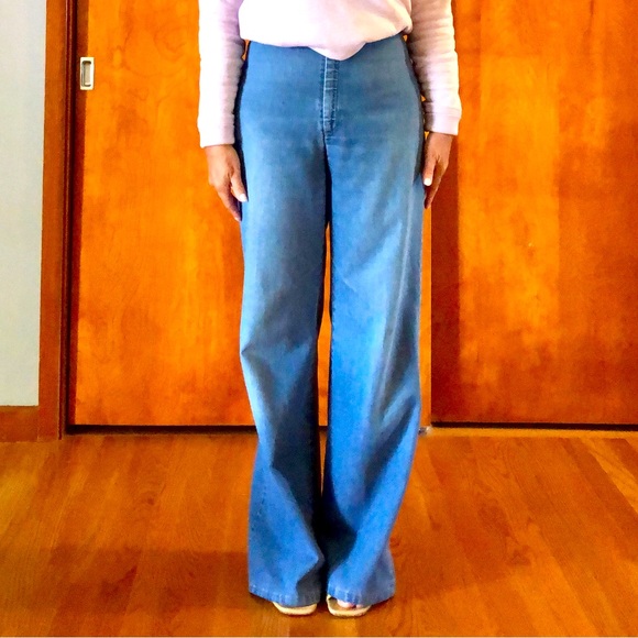 Rare-Levi’s 70’s Vintage wide/flare leg jeans with elastic waist & high rise. - Picture 4 of 15